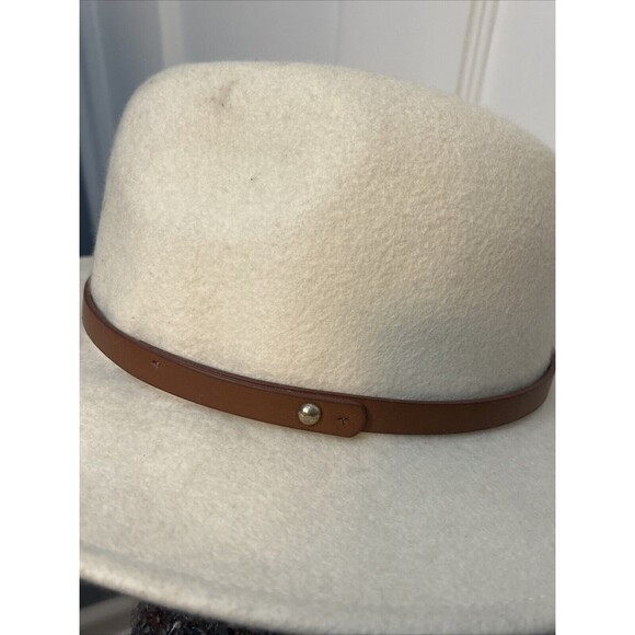 Free People Wide Brim Boho Wool Hat Womens One Size Festival Rancher Ivory - Picture 3 of 8